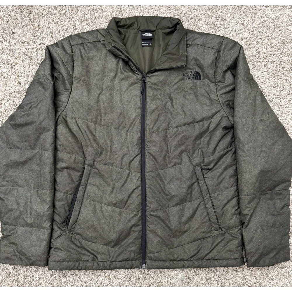 The North Face Puffer Jacket Mens M Green Full Zip Junction Insulated Coat NICE